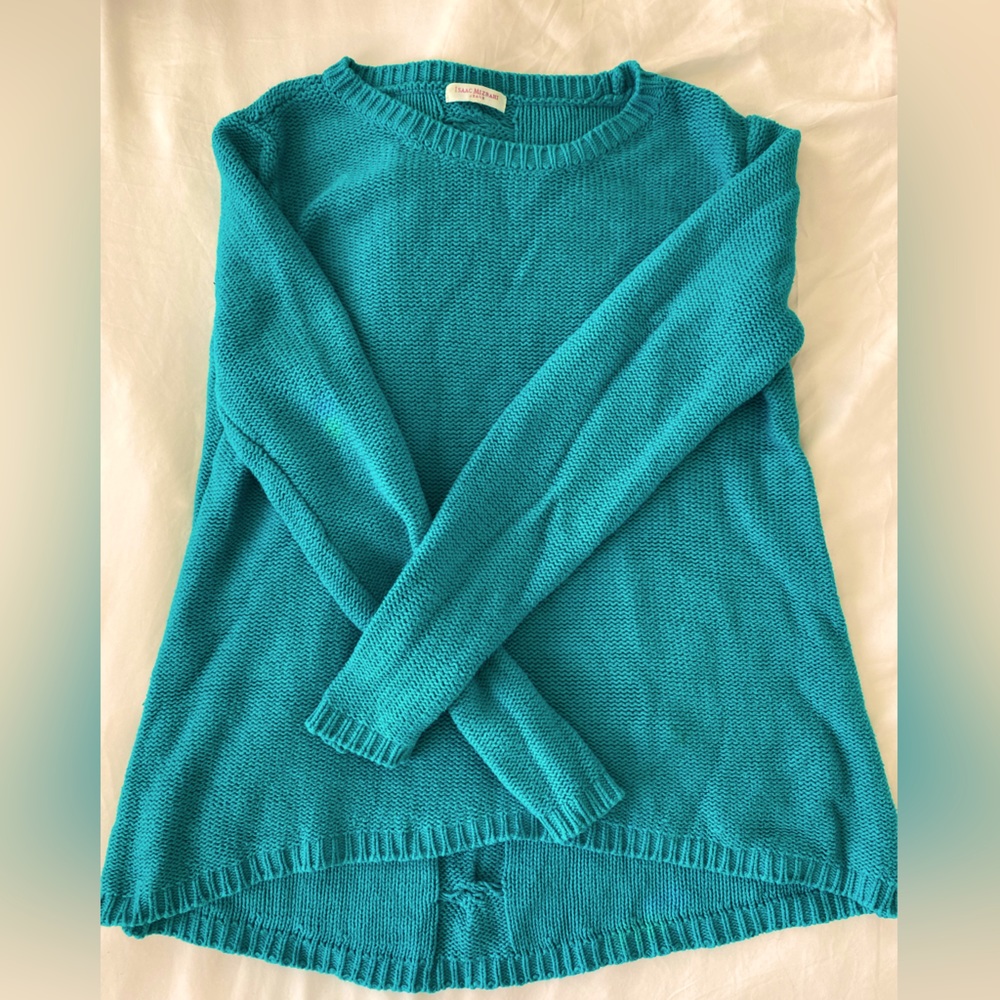 Teal cozy Sweater with braided back detail size M